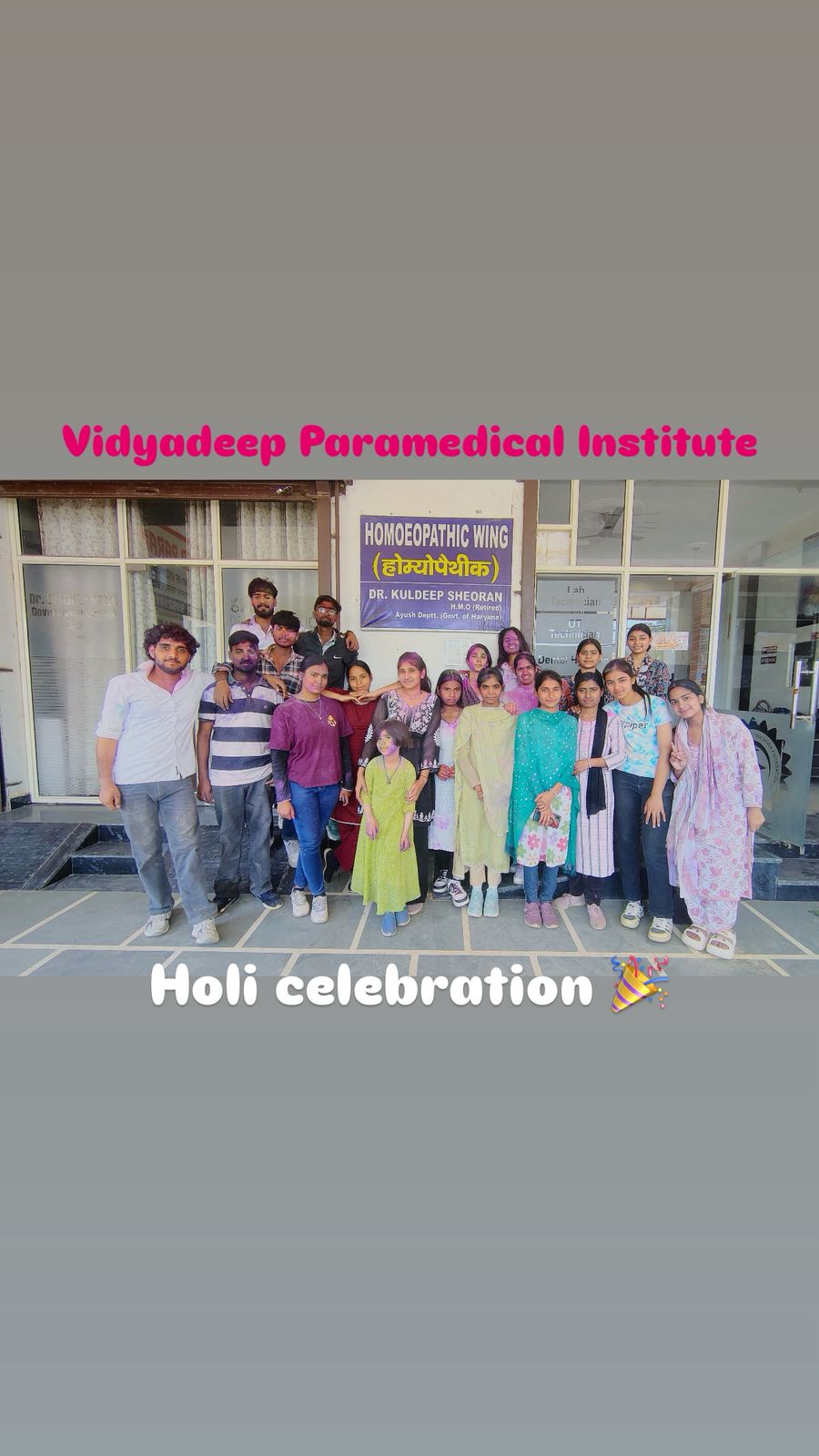 Students celebrating the Holi festival on campus